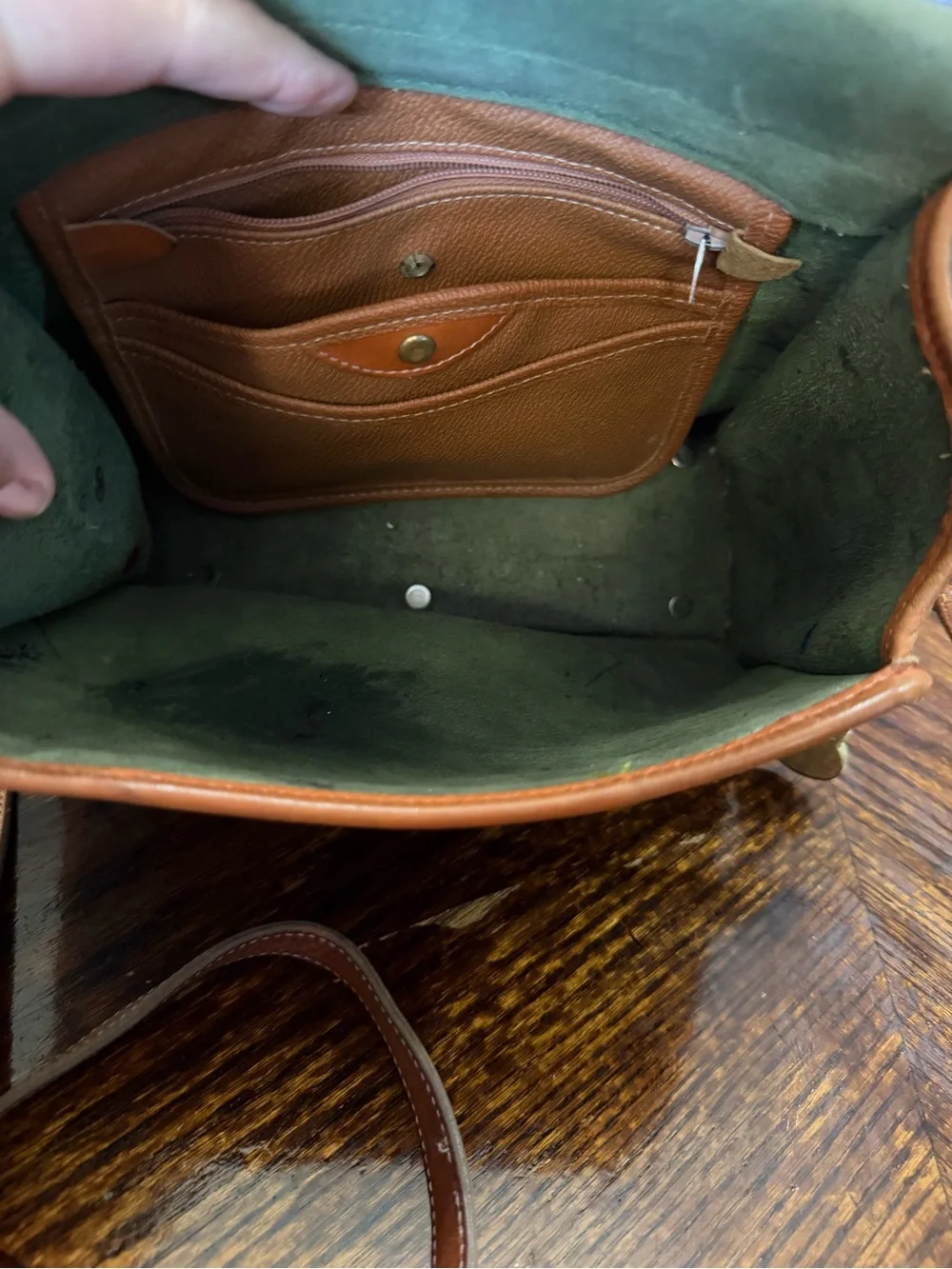 Vintage Dooney & Bourke Green All Weather Leather Essex Crossbody Purse